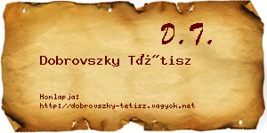 Dobrovszky Tétisz névjegykártya